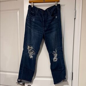 American Eagle Outfitters Dark Blue Distressed Jeans